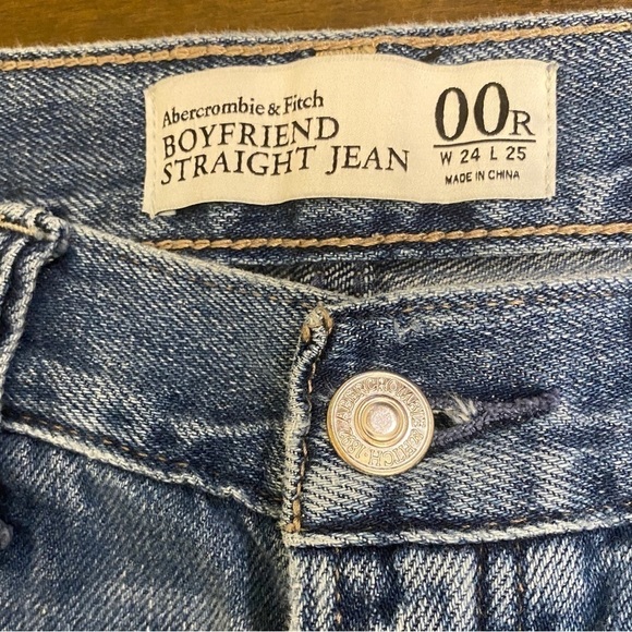 Abercrombie Sz 00 Ripped Front Boyfriend Jeans Mid Rise Distressed Non-Stretch - Picture 10 of 14